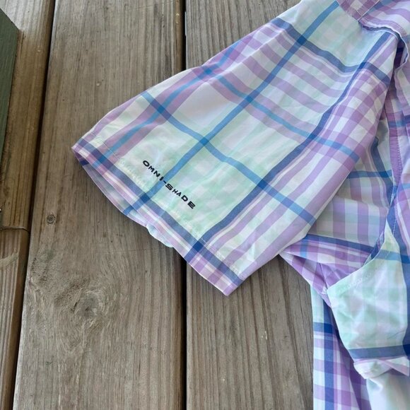 Columbia PFG Shirt Omni-Shade Button Up Fishing Outdoors Pink/White - Picture 4 of 8
